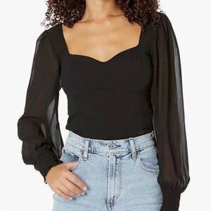 Abercrombie and Fitch // Long Sleeve Sweetheart Puff Top // Black // Size L